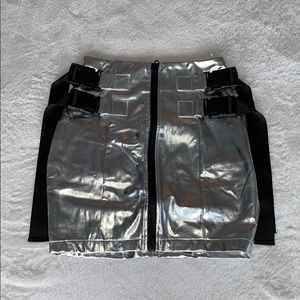 NWT Fashion Nova Metallic Skirt with Buckle Detail